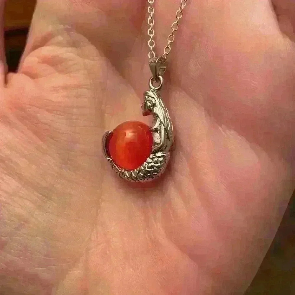 VINTAGE Mermaid Embracing Coral Cats Eye Sphere VERY RARE